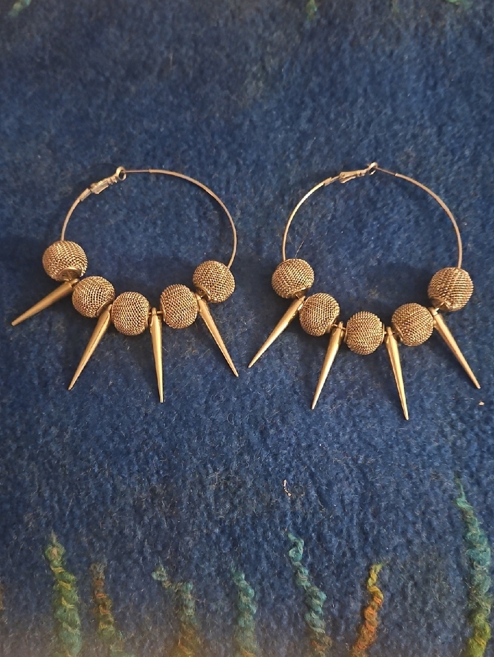 5 For $15 Silver Spike & Bead Hoop Earrings .
